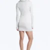 Minivestido con capucha y manga larga – Gris jaspeado