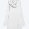 Minivestido con capucha y manga larga – Gris jaspeado