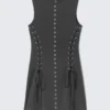 Minivestido con cordones y ojales – Gris oscuro Minivestido con cordones y ojales – Gris oscuro