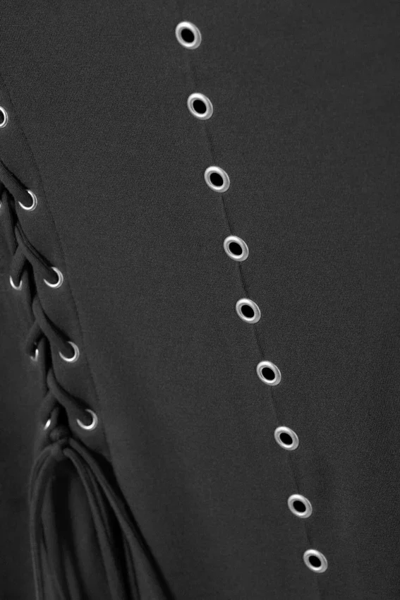 Minivestido con cordones y ojales – Gris oscuro Minivestido con cordones y ojales – Gris oscuro