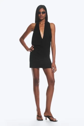 Minivestido con cuello halter – Negro