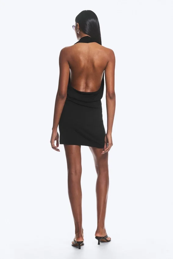 Minivestido con cuello halter – Negro Minivestido con cuello halter – Negro