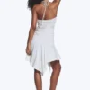 Minivestido con cuello halter y fruncidos – Gris claro difuminado