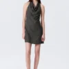 Minivestido con cuello vuelto y tirantes al cuello, de jacquard – Gris oscuro Minivestido con cuello vuelto y tirantes al cuello, de jacquard – Gris oscuro
