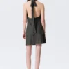 Minivestido con cuello vuelto y tirantes al cuello, de jacquard – Gris oscuro Minivestido con cuello vuelto y tirantes al cuello, de jacquard – Gris oscuro