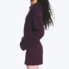 Minivestido de algodón de manga larga – Ciruela oscuro