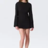 Minivestido de algodón de manga larga – Negro Minivestido de algodón de manga larga – Negro