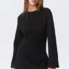 Minivestido de algodón de manga larga – Negro Minivestido de algodón de manga larga – Negro
