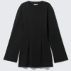 Minivestido de algodón de manga larga – Negro Minivestido de algodón de manga larga – Negro