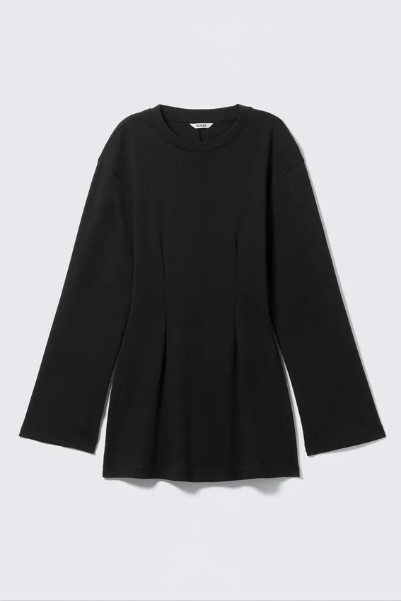Minivestido de algodón de manga larga – Negro Minivestido de algodón de manga larga – Negro