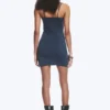 Minivestido de jersey con cuello en V – Azul oscuro
