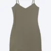 Minivestido de jersey con cuello en V – Gris empolvado Minivestido de jersey con cuello en V – Gris empolvado