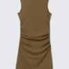 Minivestido de jersey fruncido – Marrón Minivestido de jersey fruncido – Marrón