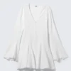 Minivestido de manga larga arrugado – Blanco Minivestido de manga larga arrugado – Blanco