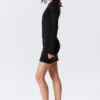 Minivestido de manga larga con botones a presión – Negro