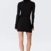 Minivestido de manga larga con botones a presión – Negro