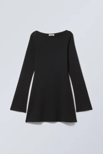 Minivestido de manga larga – Negro