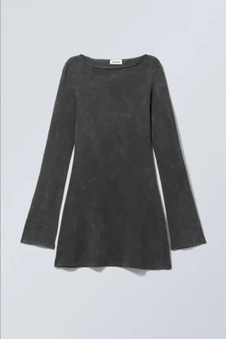 Minivestido de manga larga – Negro lavado