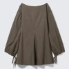 Minivestido de popelín de algodón con detalle de lazo – Dark Mole Minivestido de popelín de algodón con detalle de lazo – Dark Mole