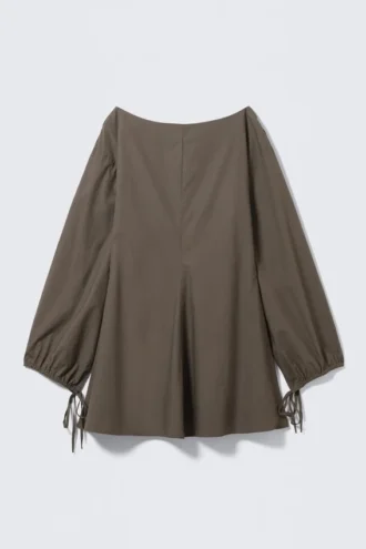 Minivestido de popelín de algodón con detalle de lazo – Dark Mole