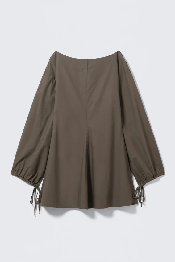 Minivestido de popelín de algodón con detalle de lazo – Dark Mole Minivestido de popelín de algodón con detalle de lazo – Dark Mole