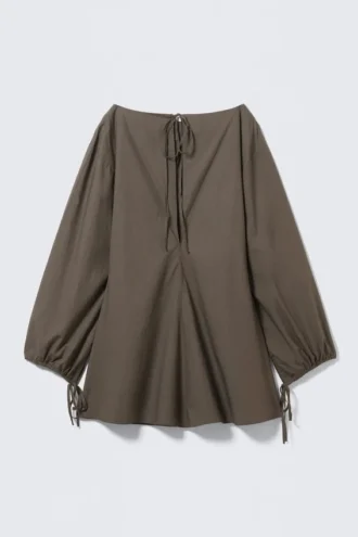 Minivestido de popelín de algodón con detalle de lazo – Dark Mole