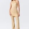 Minivestido de punto transparente con lentejuelas – Beige dorado