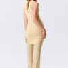 Minivestido de punto transparente con lentejuelas – Beige dorado