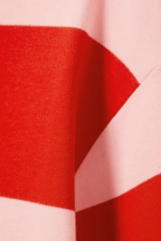 Minivestido de rugby de manga larga – Rayas rojas y rosas