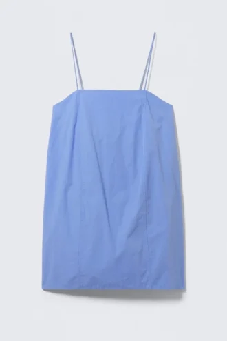 Minivestido de sarga con lazos – Azul
