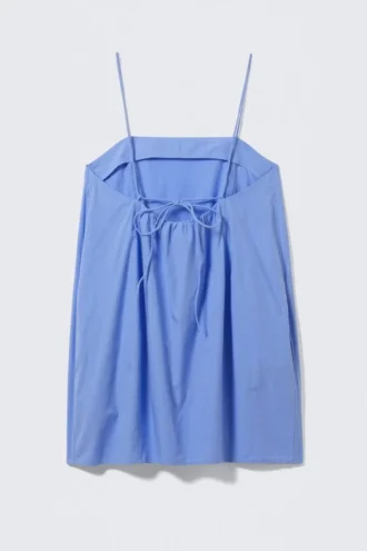 Minivestido de sarga con lazos – Azul
