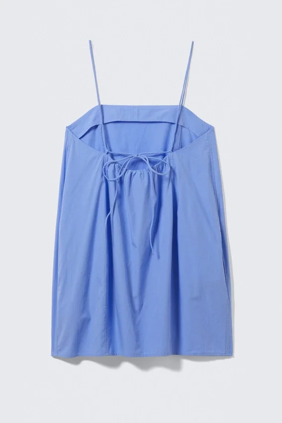 Minivestido de sarga con lazos – Azul Minivestido de sarga con lazos – Azul