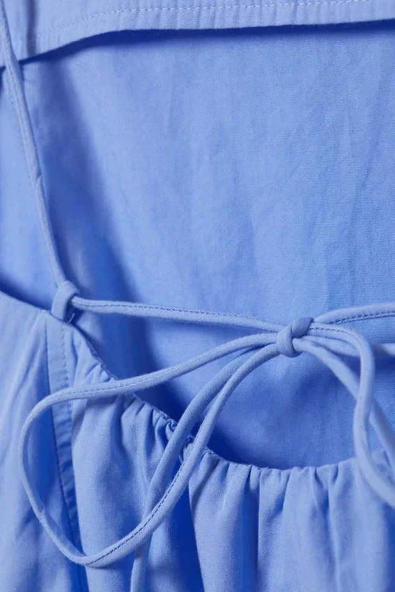 Minivestido de sarga con lazos – Azul Minivestido de sarga con lazos – Azul