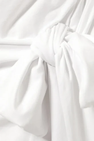 Minivestido drapeado con lazo delantero – Blanco