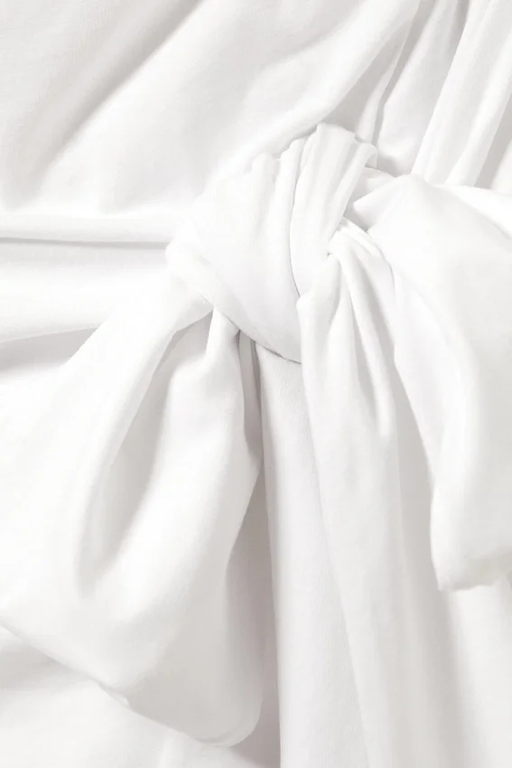 Minivestido drapeado con lazo delantero – Blanco Minivestido drapeado con lazo delantero – Blanco