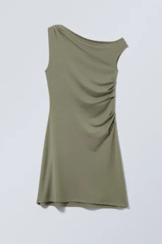 Minivestido drapeado – Verde caqui apagado