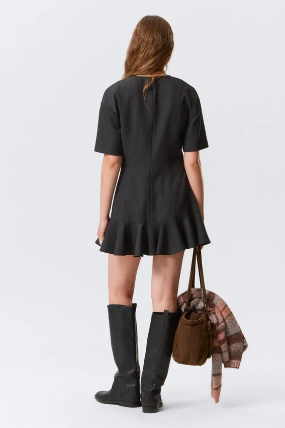 Minivestido entallado y acampanado – Gris oscuro Minivestido entallado y acampanado – Gris oscuro