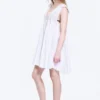 Minivestido holgado con cuello en V – Blanco Minivestido holgado con cuello en V – Blanco