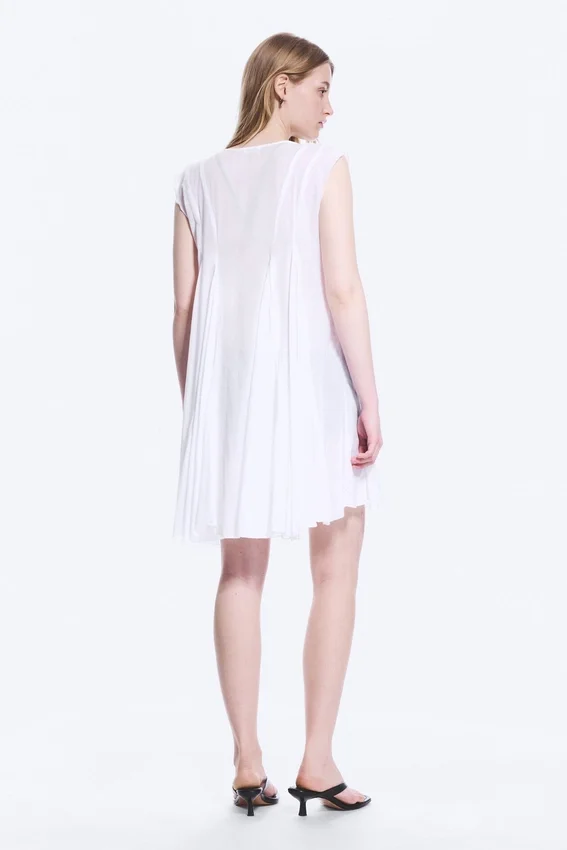 Minivestido holgado con cuello en V – Blanco Minivestido holgado con cuello en V – Blanco