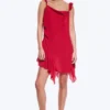 Minivestido sin mangas con cuello cuadrado – Rojo brillante