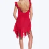 Minivestido sin mangas con cuello cuadrado – Rojo brillante