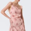 Minivestido sin mangas con cuello cuadrado – Rosa – Estampado floral