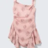 Minivestido sin mangas con cuello cuadrado – Rosa – Estampado floral