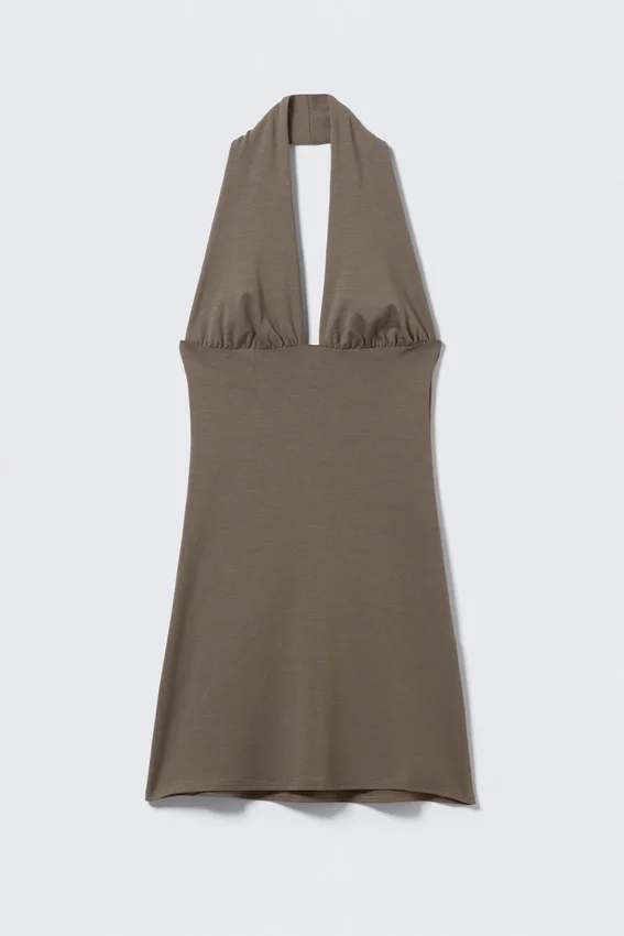 Minivestido sin mangas con cuello halter – Dark Mole Minivestido sin mangas con cuello halter – Dark Mole