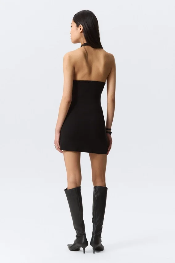 Minivestido sin mangas con cuello halter – Negro Minivestido sin mangas con cuello halter – Negro
