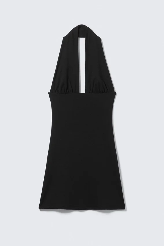 Minivestido sin mangas con cuello halter – Negro Minivestido sin mangas con cuello halter – Negro