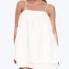 Minivestido sin mangas de corte globo – Blanco