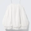 Minivestido sin mangas de corte globo – Blanco
