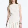 Minivestido sin mangas de sarga – Blanco Minivestido sin mangas de sarga – Blanco