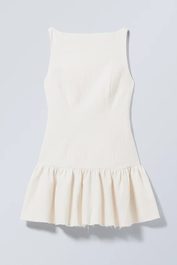 Minivestido sin mangas de sarga – Blanco Minivestido sin mangas de sarga – Blanco